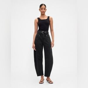 NWT GAP High Rise Barrel Jeans Washed Black